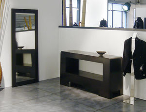 wall-mounted mirror / contemporary / rectangular / wooden