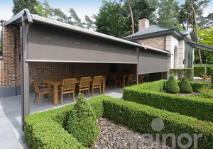 wall-mounted pergola / metal / retractable