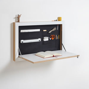 original design secretary desk / wooden / with storage / wall-mounted