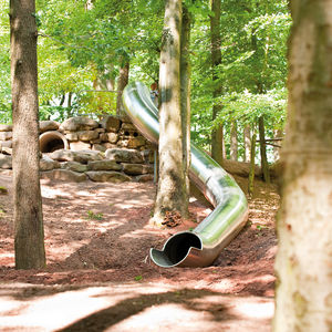 curved slide / for playgrounds / tube / stainless steel