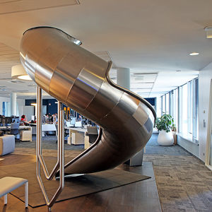 curved slide / for playgrounds / tube / stainless steel
