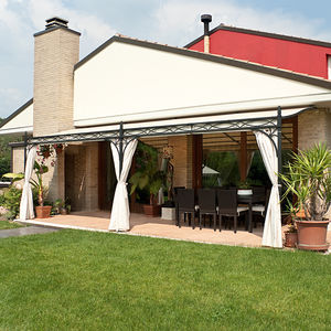 wall-mounted pergola / wrought iron / fabric canopy / custom