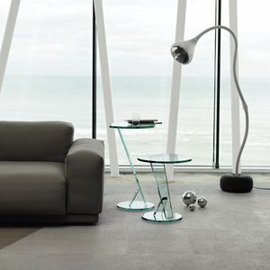 contemporary side table / glass / round