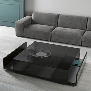 contemporary coffee table / wooden / glass / rectangular