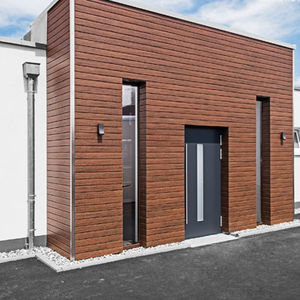 strip cladding / in WPC / polished / wood effect