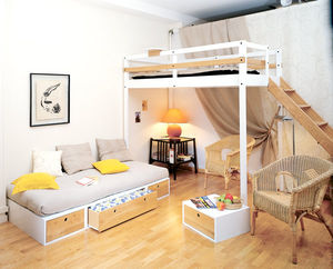 loft bed / single / contemporary / wooden