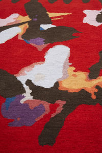 contemporary rug / wool / floral / hand-knotted