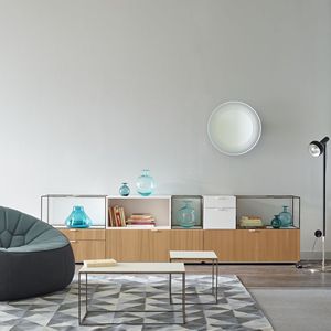 contemporary coffee table / porcelain stoneware / steel / rectangular