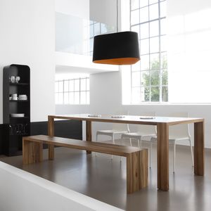 contemporary bench and table set / solid wood / indoor / residential