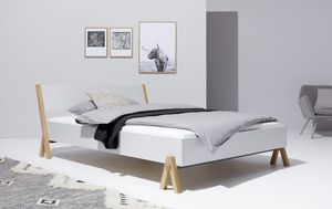 double bed / contemporary / with headboard / textile
