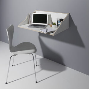 contemporary secretary desk / plywood / birch / wall-mounted