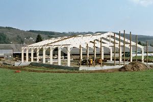 glue-laminated wood portal frame