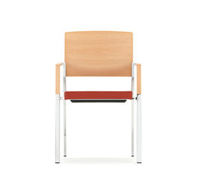 contemporary visitor chair / with armrests / upholstered / fabric
