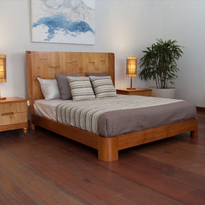 double bed / contemporary / with headboard / wooden