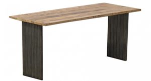 industrial style table / steel / teak / rectangular