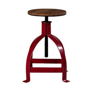 industrial style stool / teak / metal