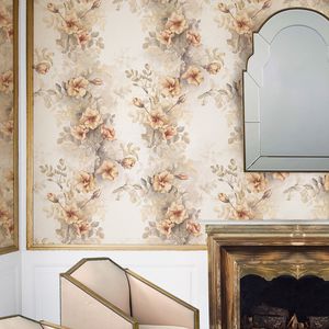 traditional wallpaper / cotton / floral pattern / blue