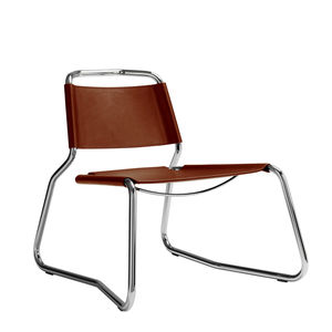 Bauhaus design fireside chair / leather / steel