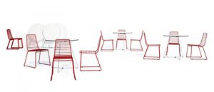 contemporary chair / stackable / sled base / felt