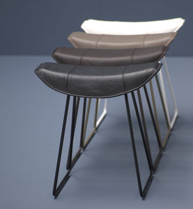 contemporary stool / wooden / leather / fabric