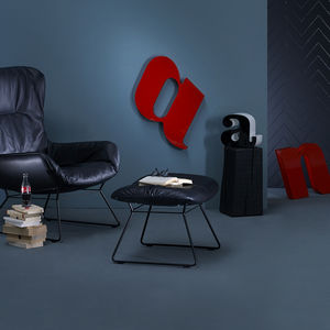 contemporary footrest / fabric / leather
