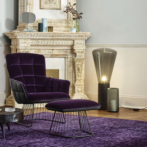 contemporary footrest / fabric / leather / wooden