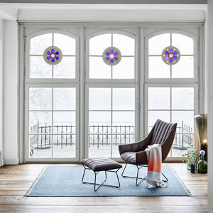 contemporary footrest / fabric / leather / wooden