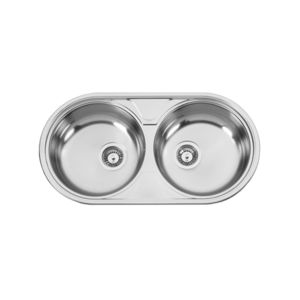 double kitchen sink / stainless steel / oval