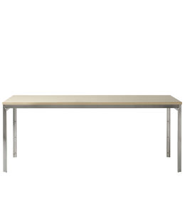 contemporary table / ash / brushed stainless steel / rectangular