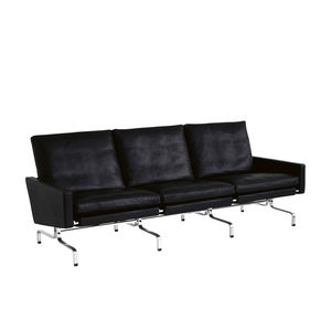 Scandinavian design sofa / leather / steel / 2-person