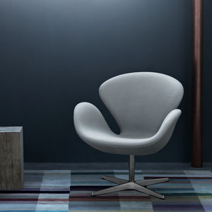 Scandinavian design armchair / fabric / leather / chrome steel