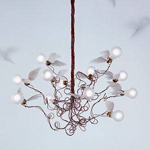 contemporary chandelier / metal / feather / incandescent