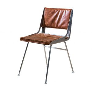 industrial style chair / upholstered / leather / aluminum