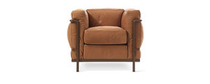 contemporary armchair / leather / steel / by P. Jeanneret