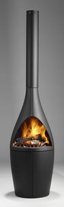 wood fireplace / contemporary / open hearth / free-standing