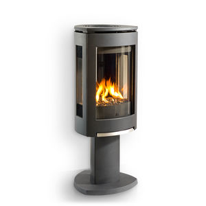 gas heating stove / contemporary / 3-sided / metal
