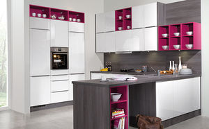 contemporary kitchen / wood veneer / laminate / high-gloss