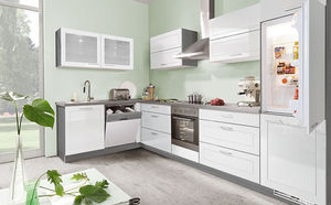 contemporary kitchen / wood veneer / lacquered wood / island