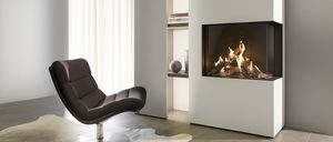closed gas hearth / 1-sided / metal