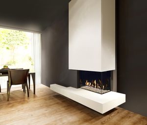 gas fireplace / contemporary / closed hearth / built-in