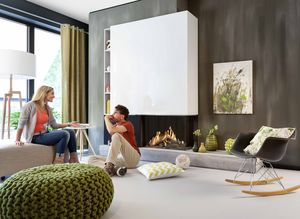 gas fireplace / contemporary / closed hearth / built-in