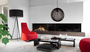 gas fireplace / contemporary / closed hearth / built-in
