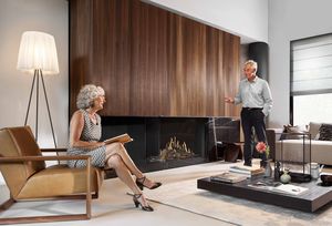 gas fireplace / contemporary / closed hearth / built-in