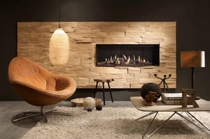 gas fireplace / contemporary / closed hearth / built-in