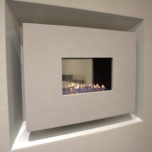 gas fireplace / contemporary / open hearth / built-in