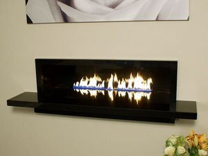 gas fireplace / contemporary / open hearth / 2-sided