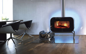 wood heating stove / contemporary / steel / cast iron