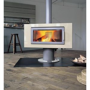 wood heating stove / contemporary / cast iron / rotating