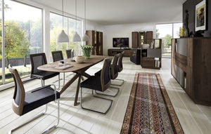 contemporary dining table / solid wood / oval / rectangular