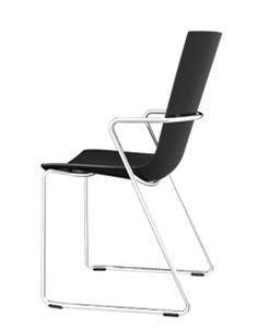 contemporary chair / with armrests / composite / sled base
